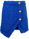 Balmain Blue Asymmetrical Cotton Twill Skirt In Blue