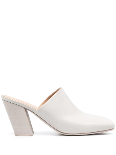 Marsèll Square-toe Leather Mules In Grey