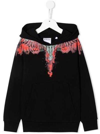 Marcelo Burlon County Of Milan Kids Black Watercolor Wings Hoodie