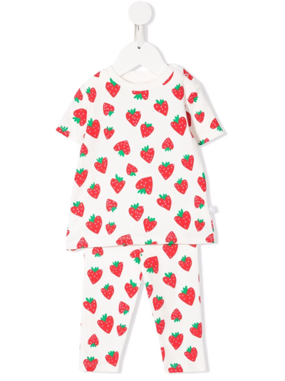 Stella Mccartney Babies' Strawberry-print Trouser Set In White