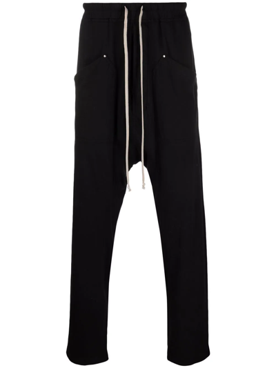 Rick Owens Drkshdw Drop-crotch Drawstring Cotton Trousers In Black