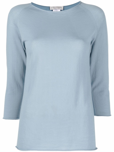 Le Tricot Perugia Boat-neck Cotton Top In Blue