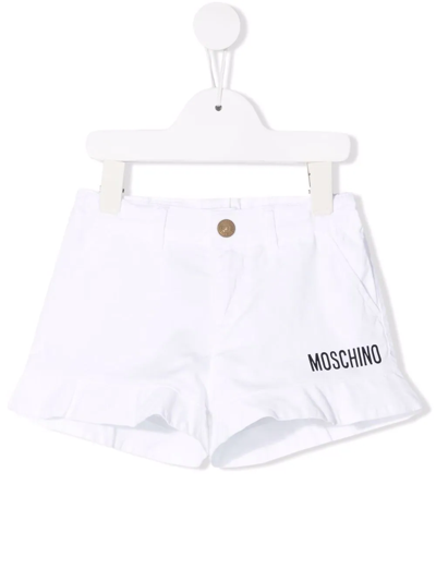 Moschino Kids' Logo-print Denim Shirt In White