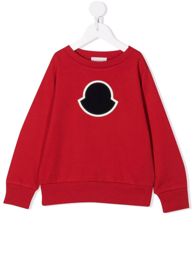 Moncler Teen Logo-patch Cotton Sweatshirt In Red