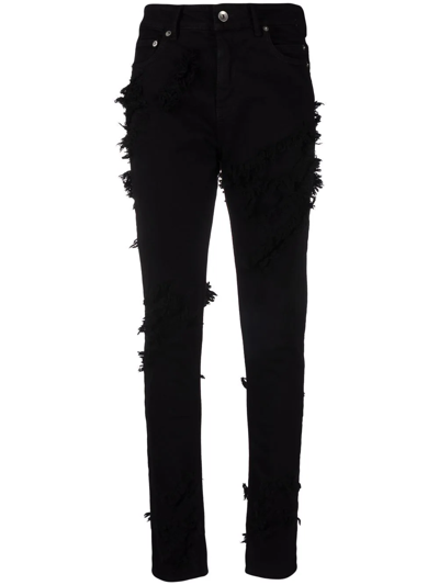 Rick Owens Drkshdw Detroit Distressed Skinny-cut Jeans In 09 Black