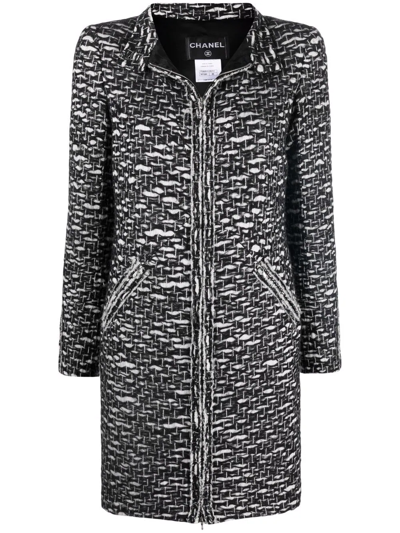 Pre-owned Chanel 2010 Bouclé Zip-up Jacket In Black