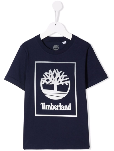 Timberland Kids' Logo-print T-shirt In Blue