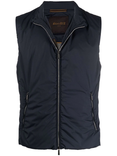 Moorer High-neck Zip-up Gilet In Blue