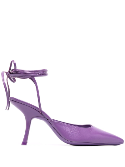 By Far Jen Lace-up 100mm Pumps In Purple