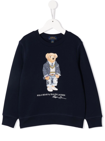 Ralph Lauren Kids' Polo Teddy-print Sweatshirt In Blue