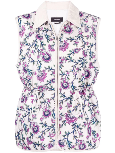 Isabel Marant Floral-print Gilet In Neutrals