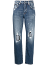 Dolce & Gabbana Ripped-detail Denim Jeans In Blue