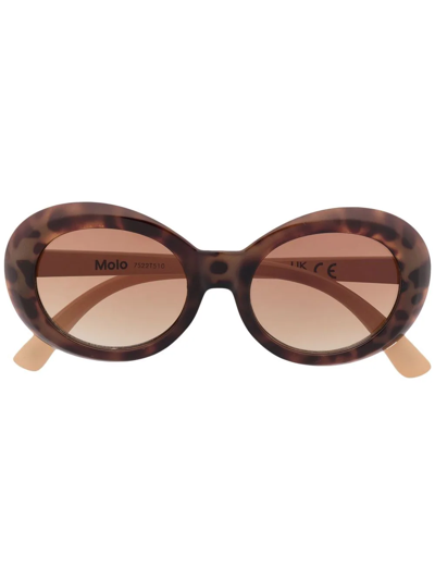 Molo Kids' Tortoiseshell Oval-frame Sunglasses In Brown