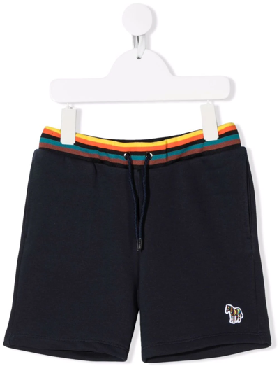 Paul Smith Junior Teen Zebra-patch Drawstring Shorts In Black