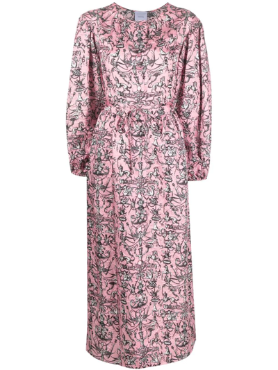 Patou Pink Maxi Shirt Dress With Graphic Print