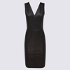 Rick Owens Matte V-neck Fitted Dress In Black