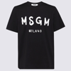 Msgm Cotton T-shirt With Front Printed Logo In Black