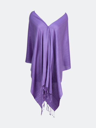 Saachi Style Cashmere Fringe Wrap Scarf In Purple