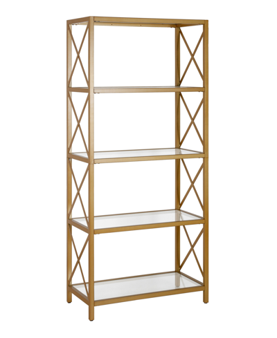 Hudson & Canal Celine 30" Wide Bookcase In Brushed Brass