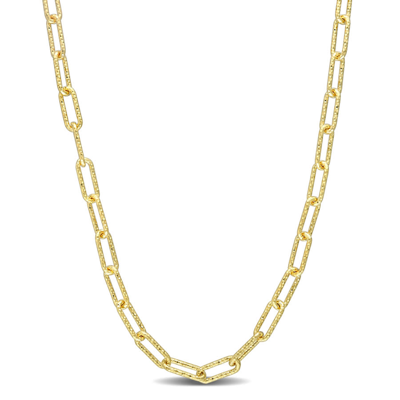 Amour Fancy Paperclip Chain Necklace In 18k Yellow Gold Plated Sterling Silver