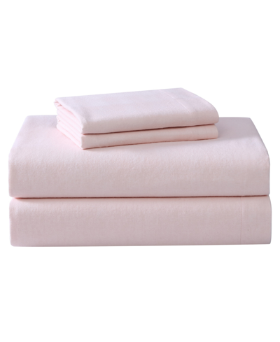 Laura Ashley Solid Cotton Flannel 4-pc. Sheet Set, Full In Bright Blush