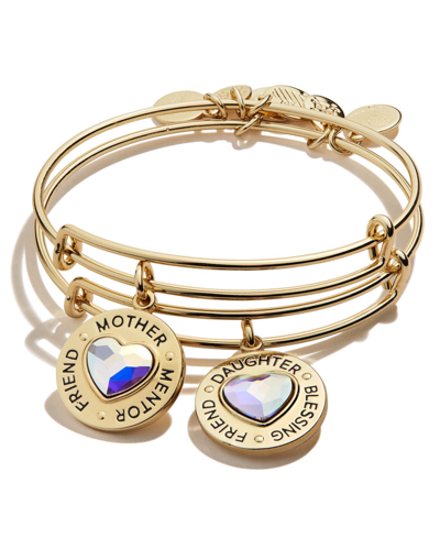 Alex And Ani Mother Daughter Charm Bangles Set Of 2 In Clear