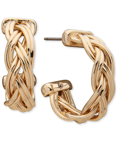 Anne Klein Gold-tone Small Loose Braid C-hoop Earrings, 0.75"