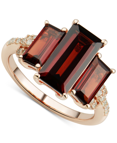 Macy's Garnet (7-1/10 Ct. T.w.) & Diamond (1/8 Ct. T.w.) Statement Ring In 18k Rose Gold-plated Sterling Si