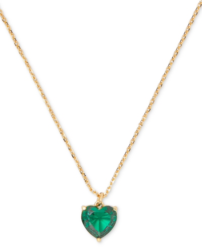 Kate Spade Gold-tone Birthstone Heart Pendant Necklace, 16" + 3" Extender In Emerald