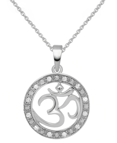 Macy's Diamond Om Symbol 18" Pendant Necklace (1/10 Ct. T.w.) In Sterling Silver Or Sterling Silver & 14k G