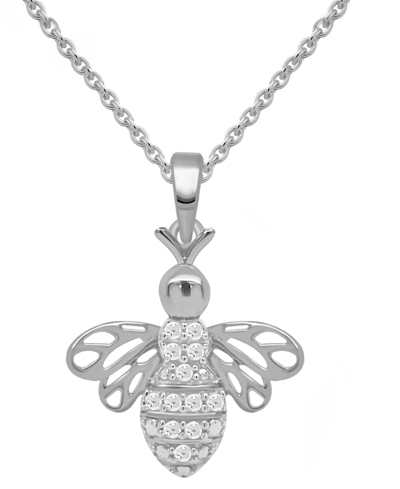 Macy's Diamond Bee 18" Pendant Necklace (1/10 Ct. T.w.) In Sterling Silver Or 14k Gold-plated Sterling Silv