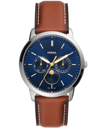 Fossil Men's Neutra Brown Leather Strap Watch 42mm In Blue