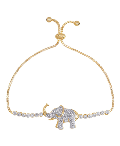 Macy's Diamond Accent Elephant Adjustable Bolo Bracelet In Gold