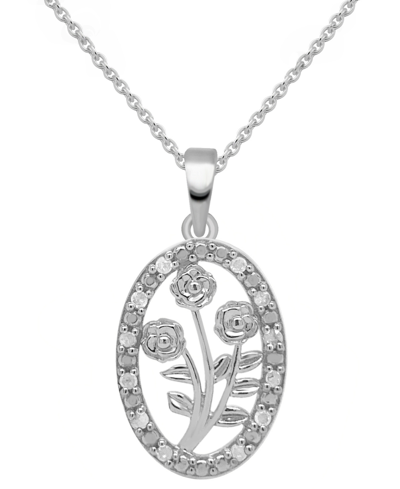 Macy's Diamond Bouquet 18" Pendant Necklace (1/10 Ct. T.w.) In Sterling Silver Or Sterling Silver & 14k Gol