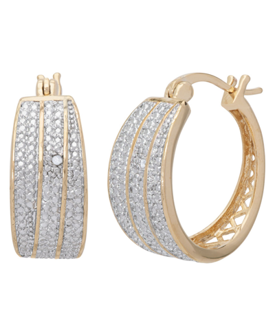 Macy's Diamond Accent 3 Row Hoop Earrings In Gold