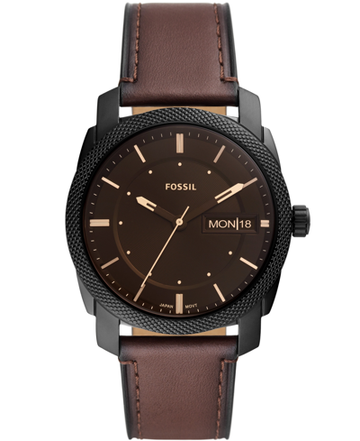 Fossil Men's Minimalist Brown Leather Strap Watch 44mm