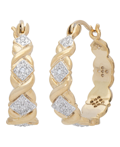 Macy's Diamond Accent Xo Hoop Earrings In Gold