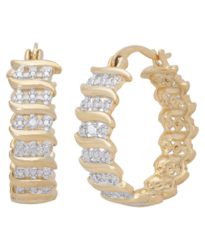 Macy's Diamond Accent "s" Hoop Earrings In Gold