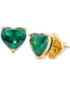 Kate Spade My Love Heart Metal And Cubic Zirconia Earrings In Green