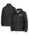 DUNBROOKE MEN'S BLACK CLEVELAND BROWNS COACHES CLASSIC RAGLAN FULL-SNAP WINDBREAKER JACKET