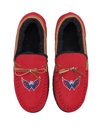 Foco Men's  Washington Capitals Corduroy Moccasin Slippers In Red
