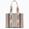 CHLOÉ CANVAS MEDIUM WOODY SHOPPING BAG