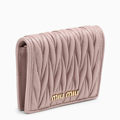 Miu Miu Pink Wallet In Matelassé Nappa Leather
