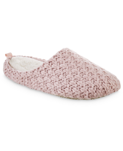 Isotoner Signature Women's Chunky Knit Sutton Hoodback Slippers In Pink Clay