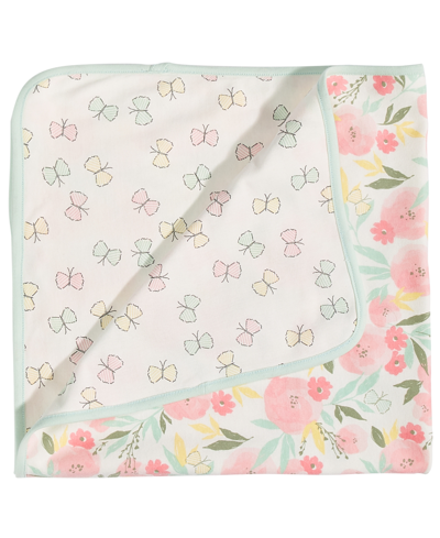 First Impressions Baby Girls Floral Print Blanket, Created For Macy's In Barely Green