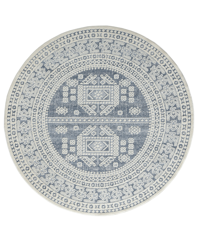 Asbury Looms Pismo Canyons 7'11" X 7'11" Round Area Rug In Blue