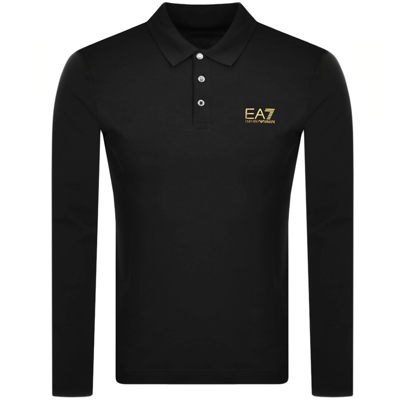 Ea7 Emporio Armani Long Sleeved Polo T Shirt Black