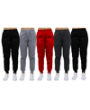 Galaxy By Harvic Women's Loose-fit Fleece Jogger Sweatpants-5 Pack In Black-heather Grey-red-charcoal-black