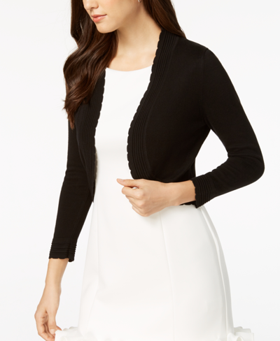 Jessica Howard Open-front Cropped Cardigan In Black