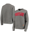 Pressbox Women's  Heathered Gray Maryland Terrapins Moose Applique Quilted Pullover Sweatshirt In Heathered Gray